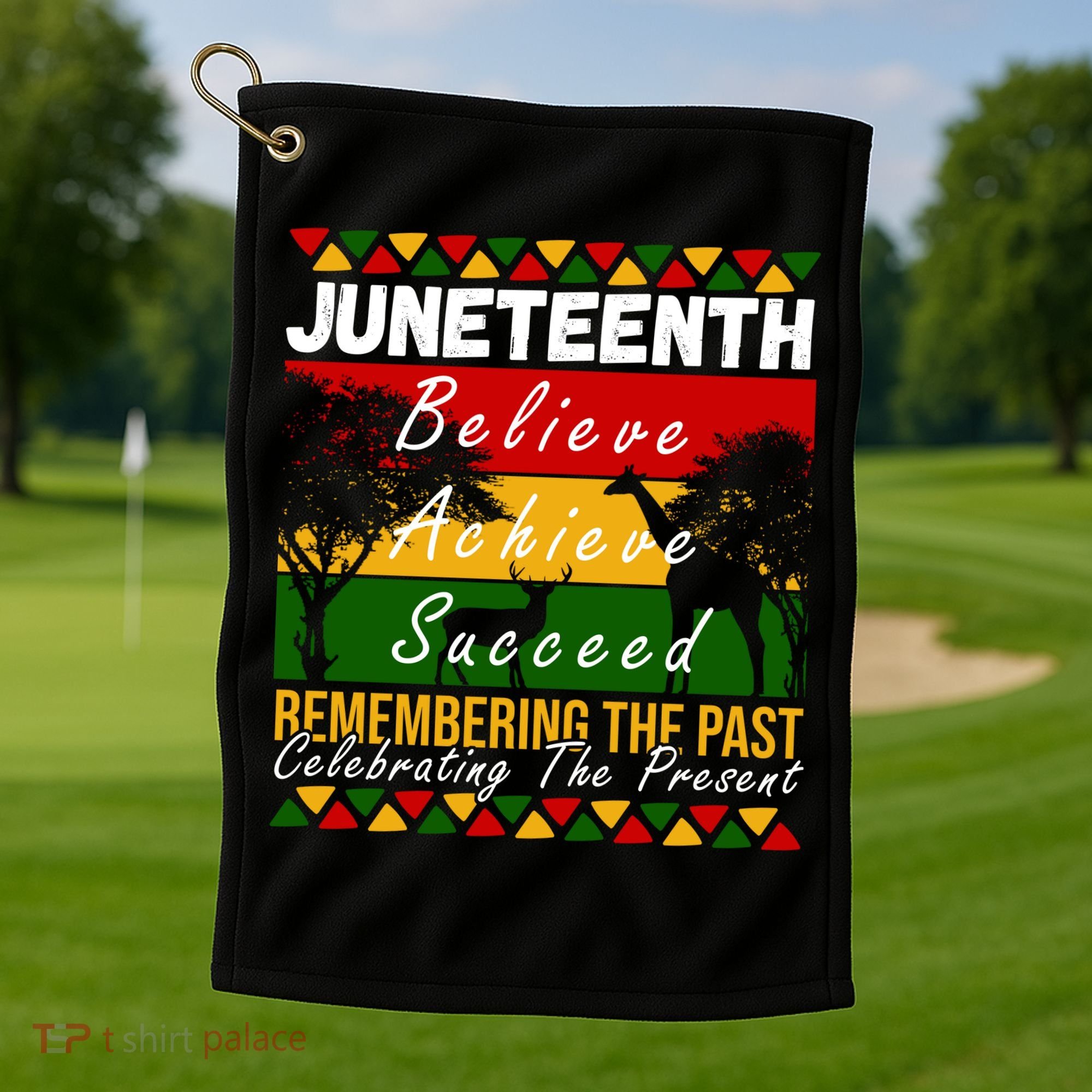 Juneteenth Believe Achieve Succeed Africa Golf Towel
