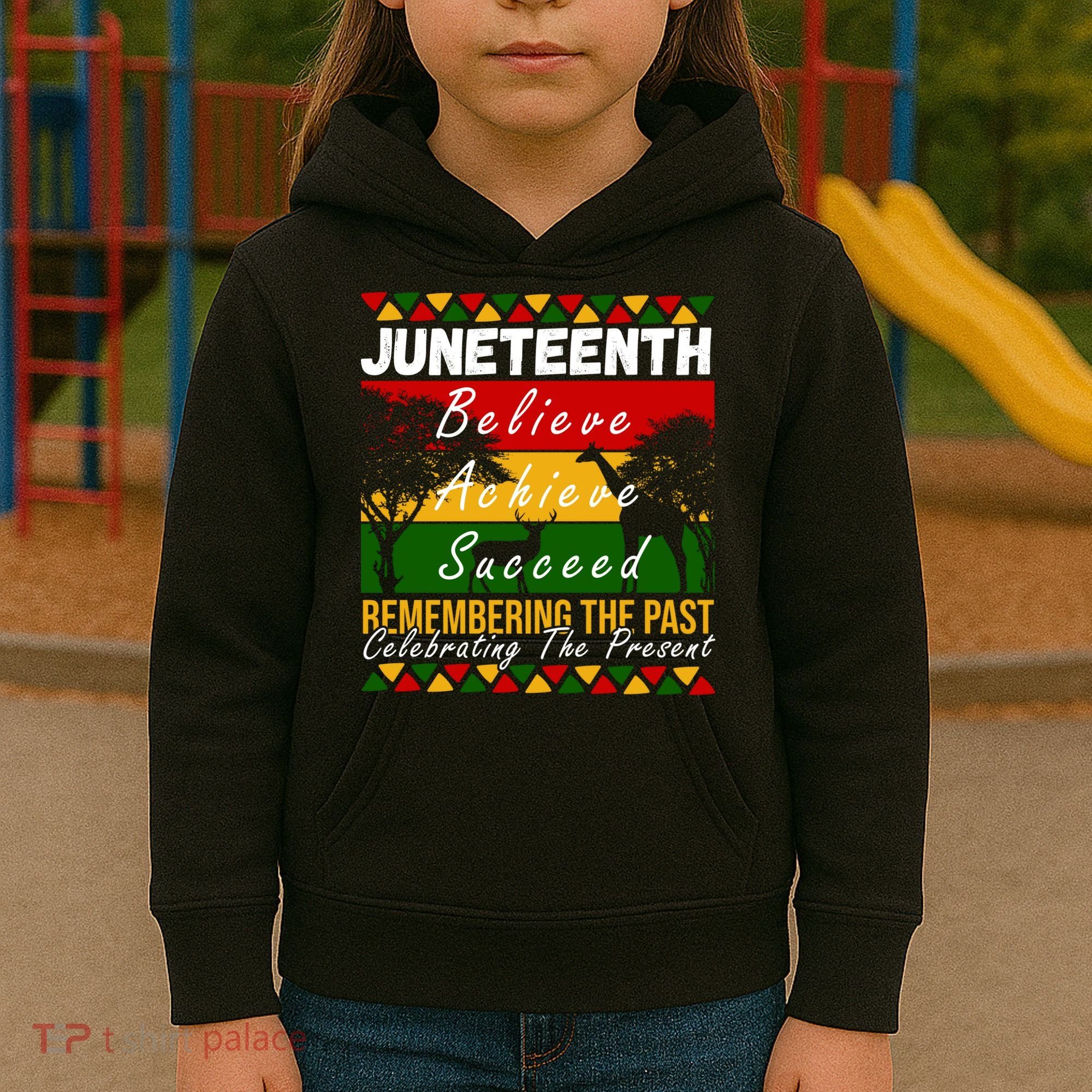 Juneteenth Believe Achieve Succeed Africa Kids Hoodie