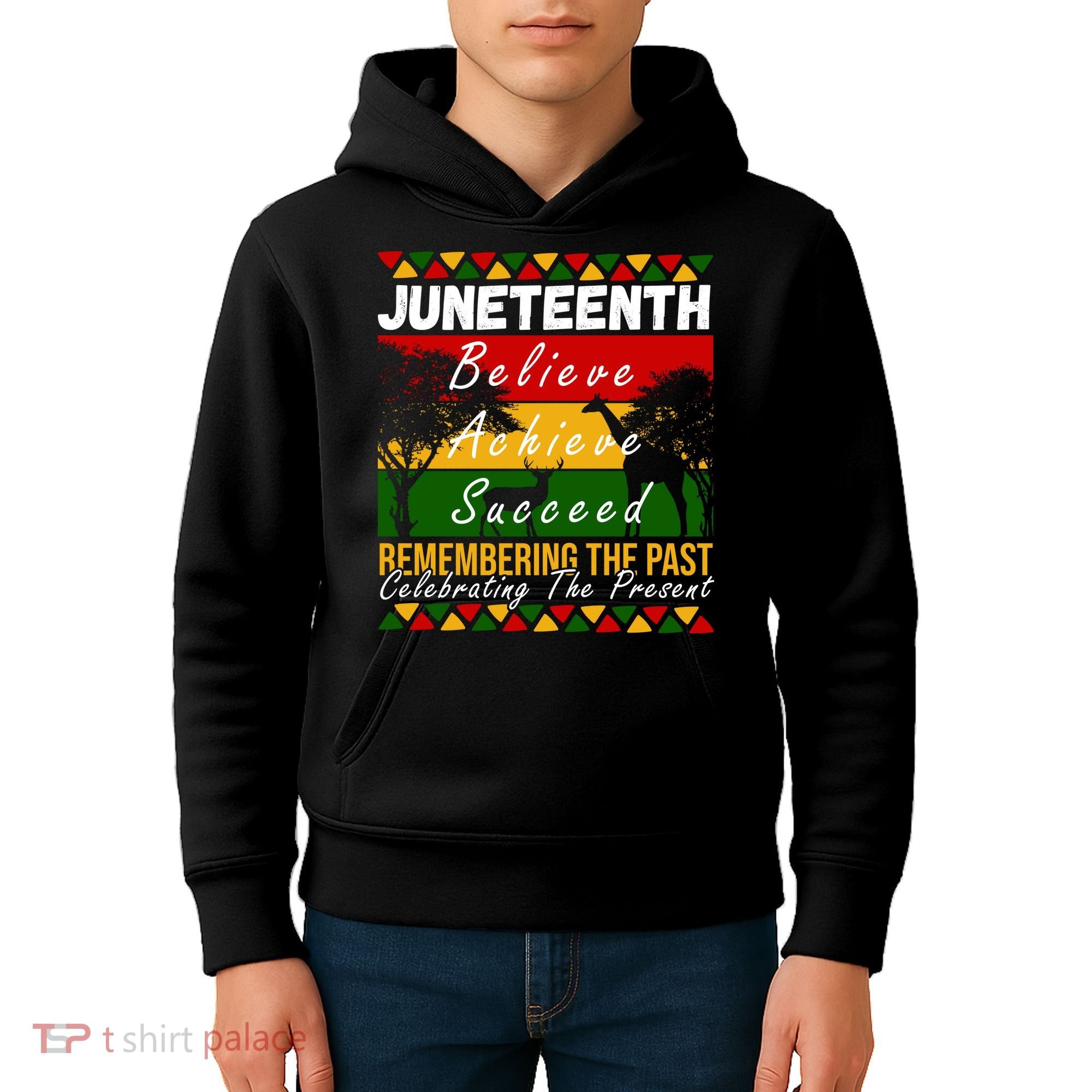 Juneteenth Believe Achieve Succeed Africa Kids Hoodie