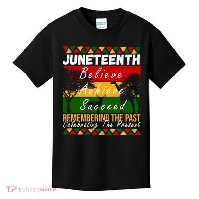 Juneteenth Believe Achieve Succeed Africa Kids T-Shirt
