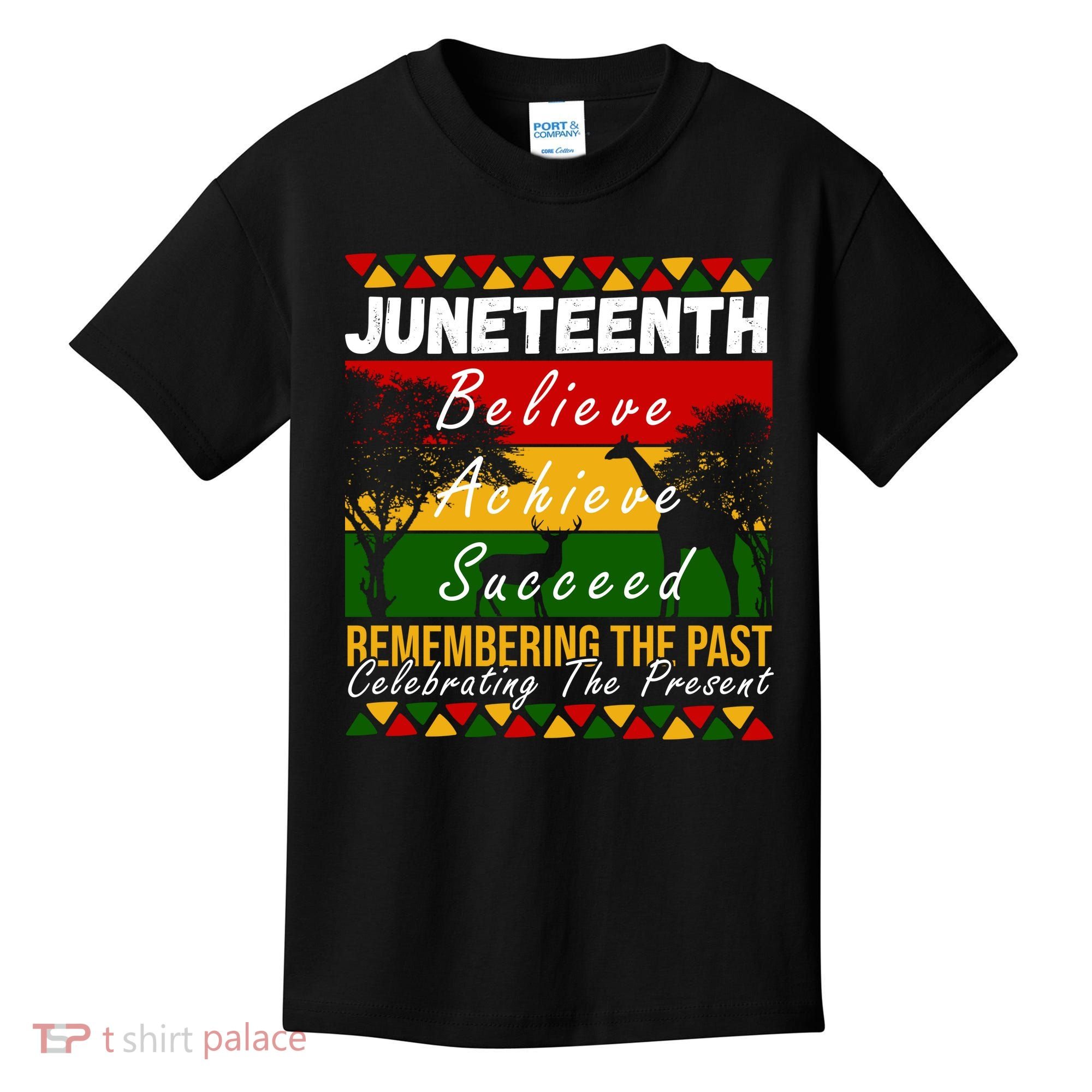 Juneteenth Believe Achieve Succeed Africa Kids T-Shirt