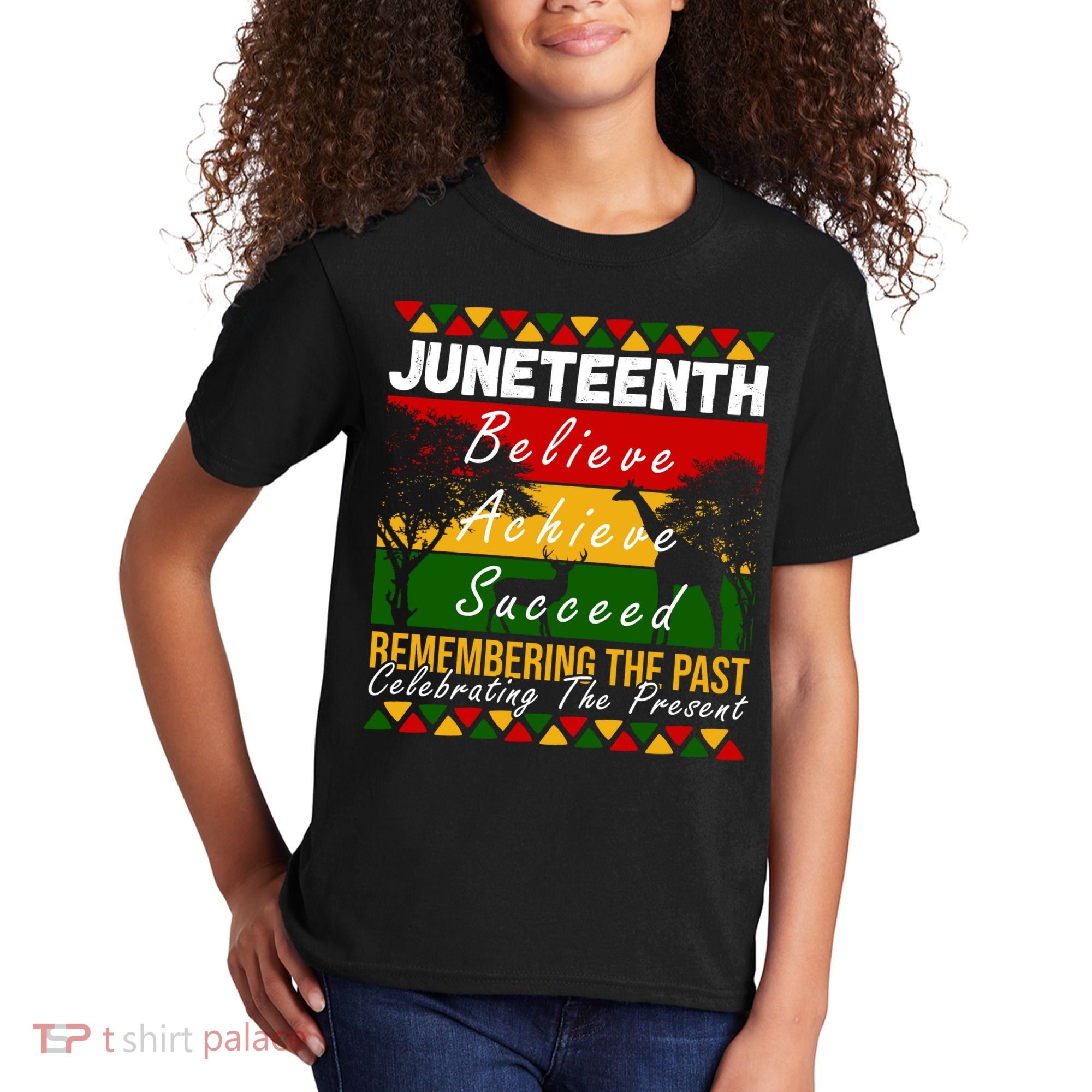 Juneteenth Believe Achieve Succeed Africa Kids T-Shirt