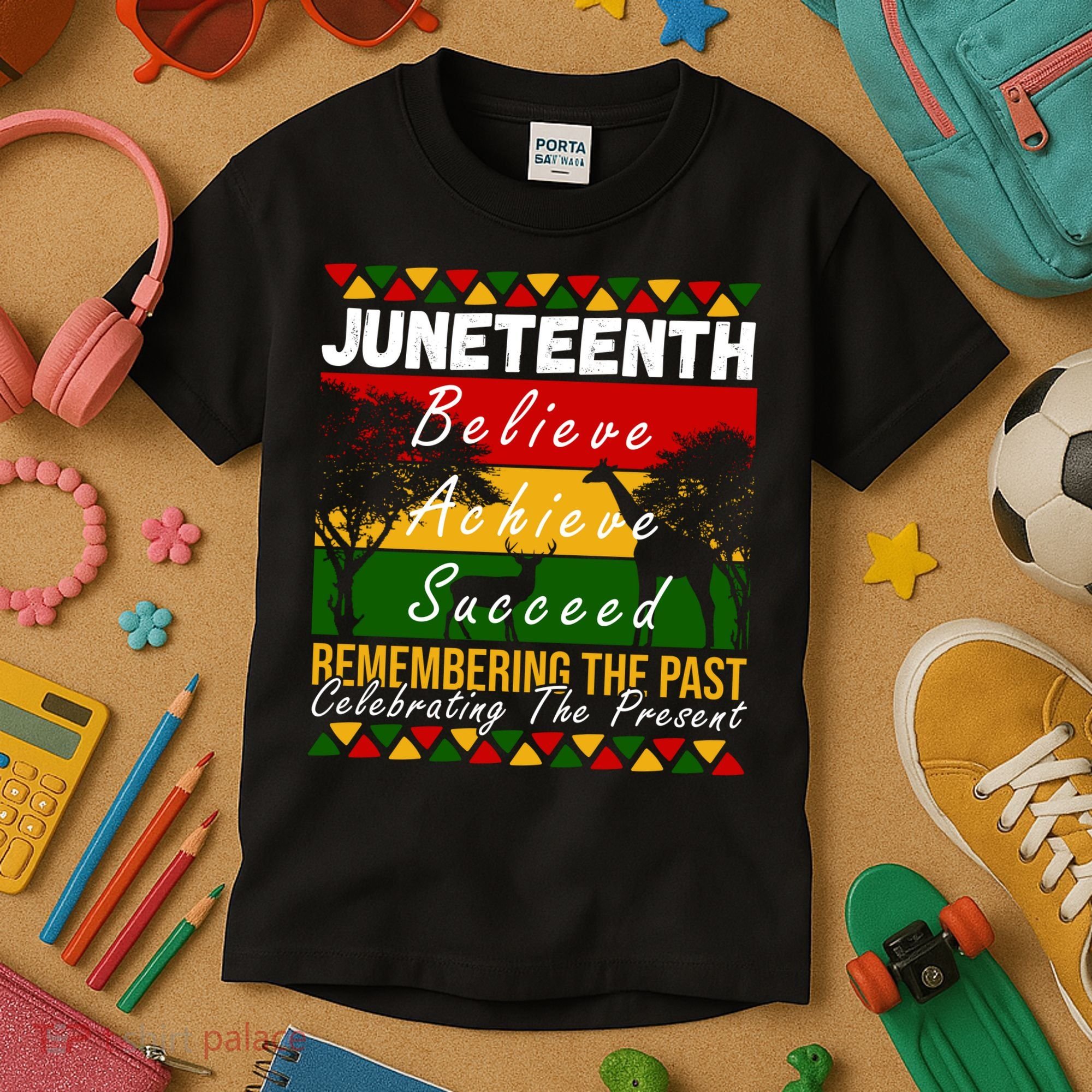 Juneteenth Believe Achieve Succeed Africa Kids T-Shirt