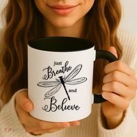 Just Breathe And Believe Dragonfly Print Cool Gift Coffee Mug thumb 3