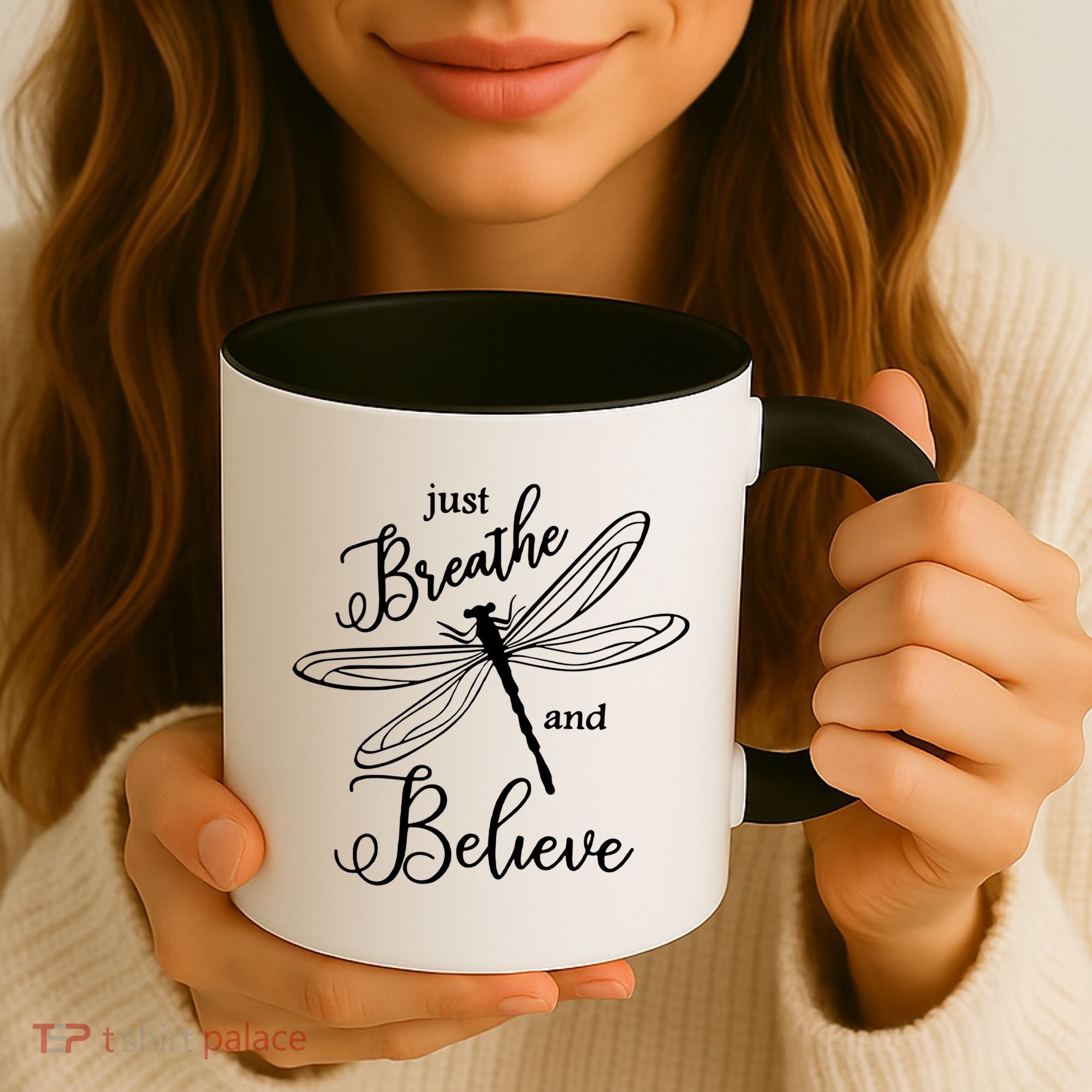 Just Breathe And Believe Dragonfly Print Cool Gift Coffee Mug