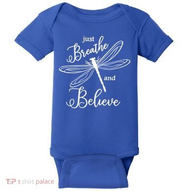 Just Breathe And Believe Dragonfly Print Cool Gift Baby Bodysuit