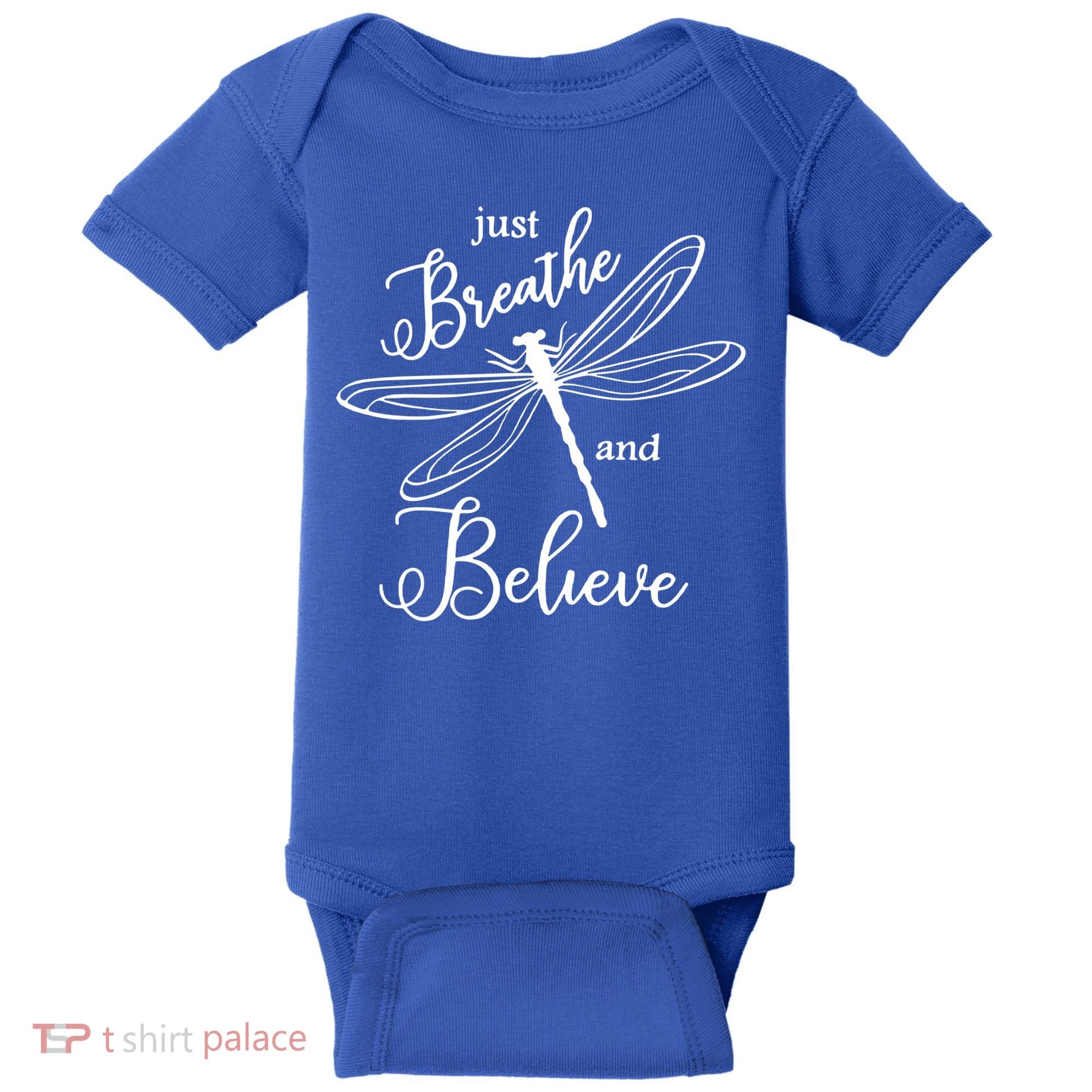 Just Breathe And Believe Dragonfly Print Cool Gift Baby Bodysuit
