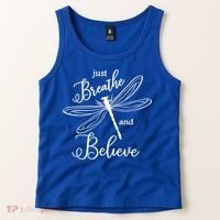 Just Breathe And Believe Dragonfly Print Cool Gift Tank Top thumb 2