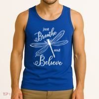 Just Breathe And Believe Dragonfly Print Cool Gift Tank Top thumb 3