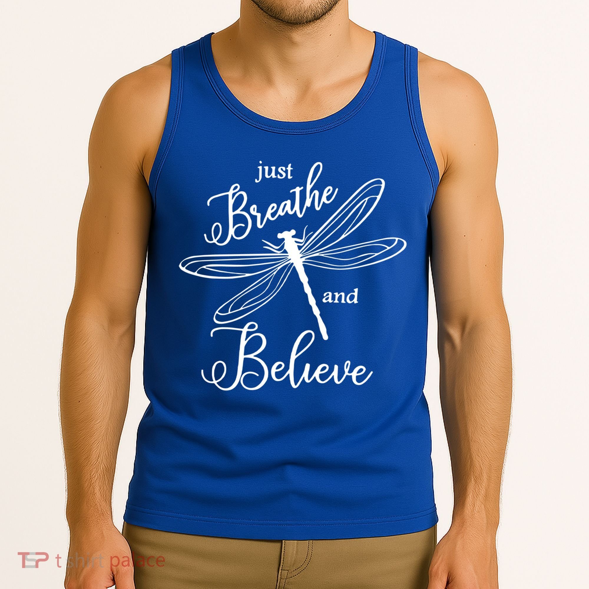 Just Breathe And Believe Dragonfly Print Cool Gift Tank Top