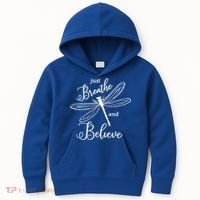 Just Breathe And Believe Dragonfly Print Cool Gift Kids Hoodie thumb 0