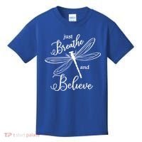 Just Breathe And Believe Dragonfly Print Cool Gift Kids T-Shirt thumb 0