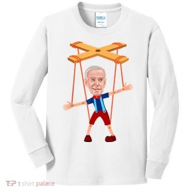 Joe Biden As A Puppet Kids Long Sleeve Shirt