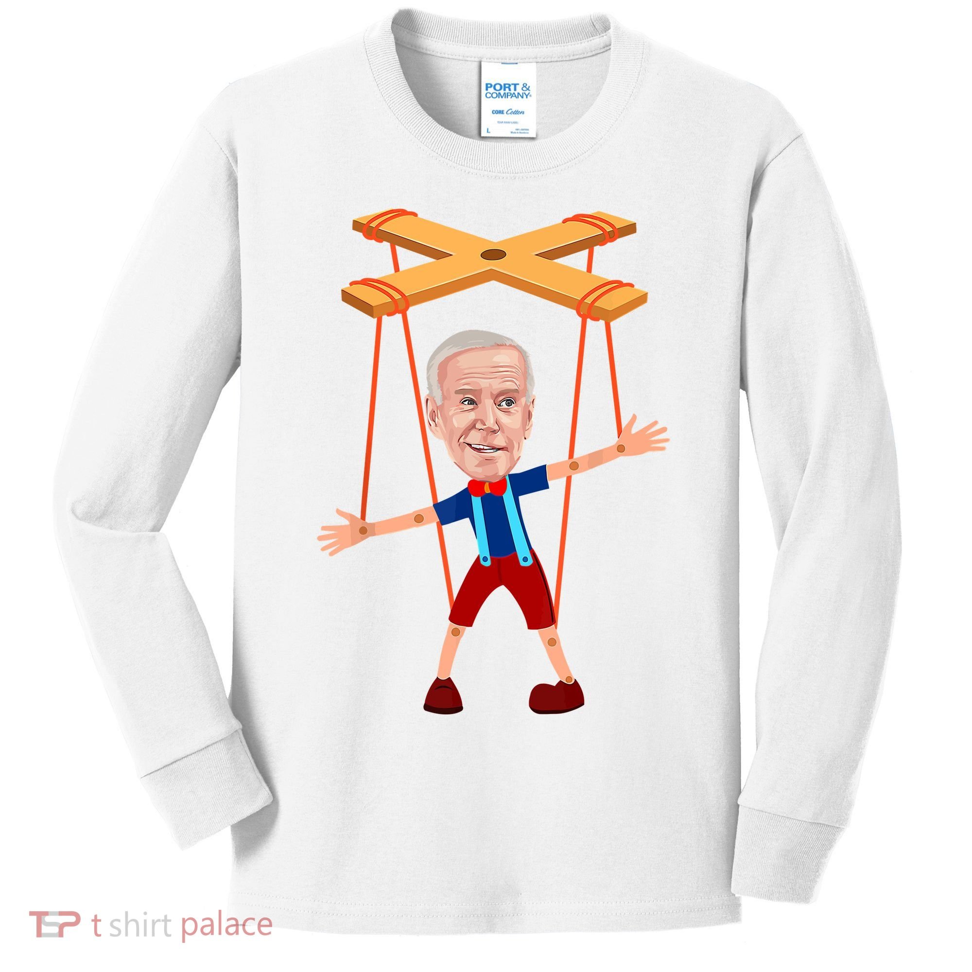 Joe Biden As A Puppet Kids Long Sleeve Shirt