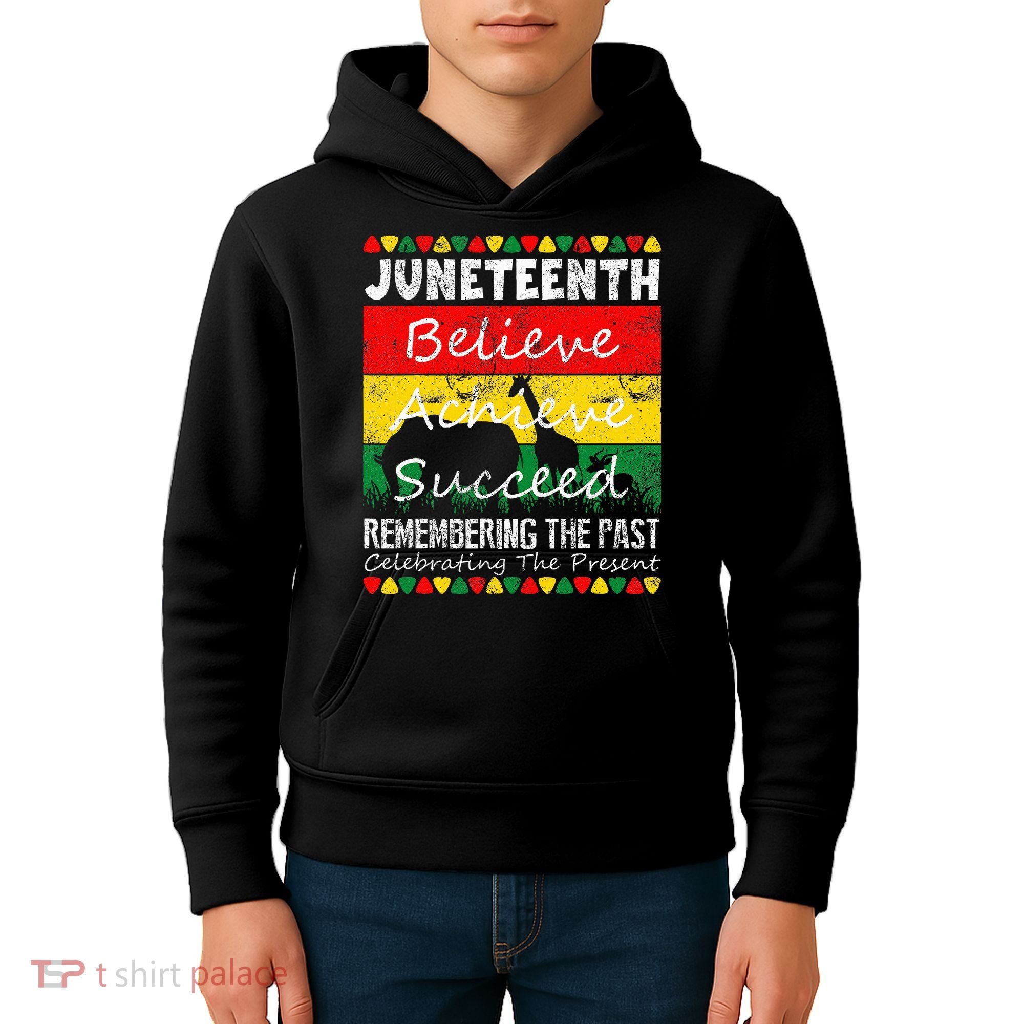 Juneteen Believe Achieve Succeed My Independence Day Kids Hoodie