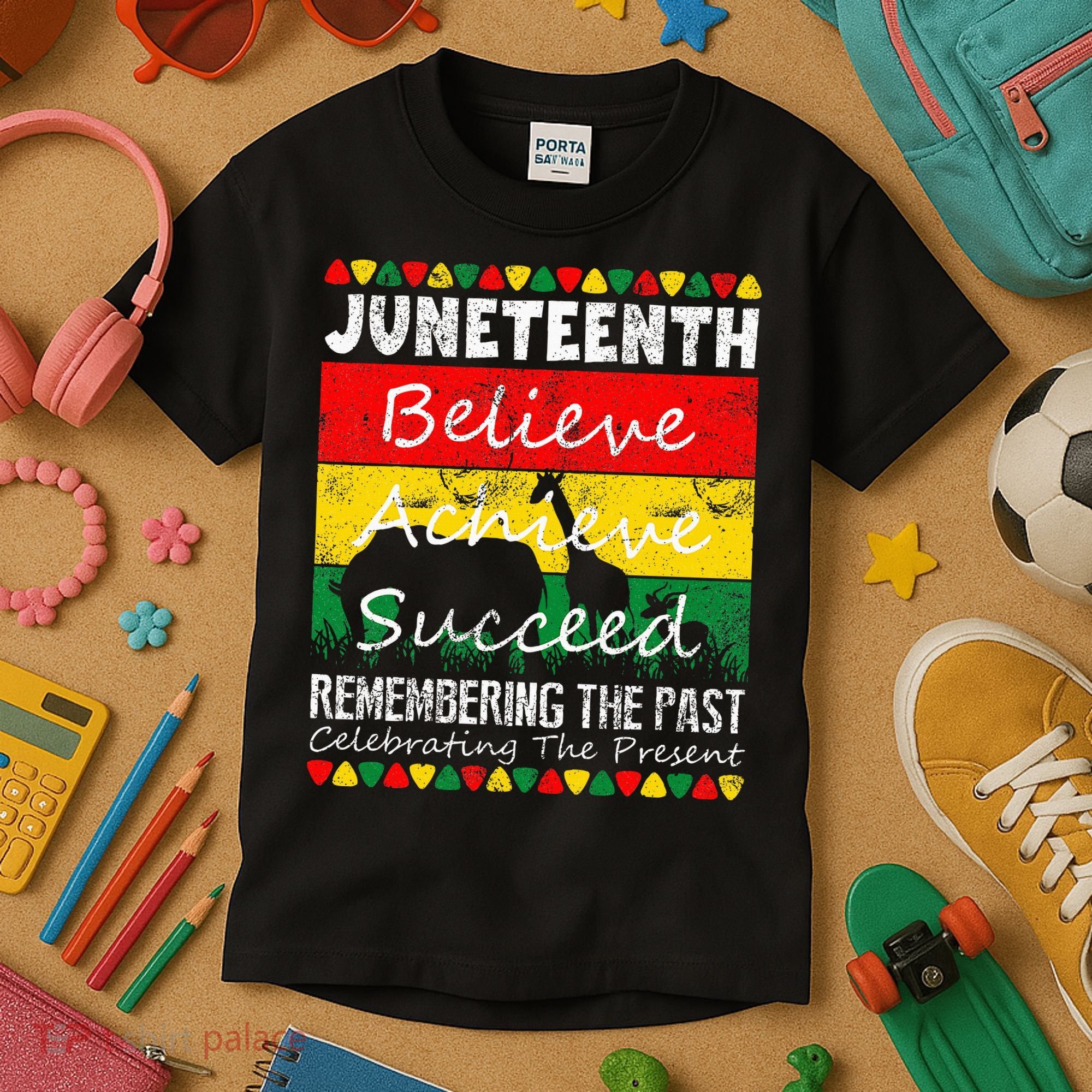 Juneteen Believe Achieve Succeed My Independence Day Kids T-Shirt
