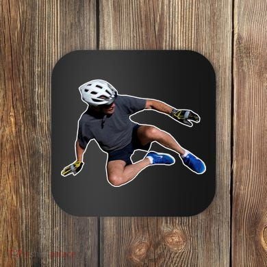 Joe Biden Bicycle Fall Funny Meme Coaster