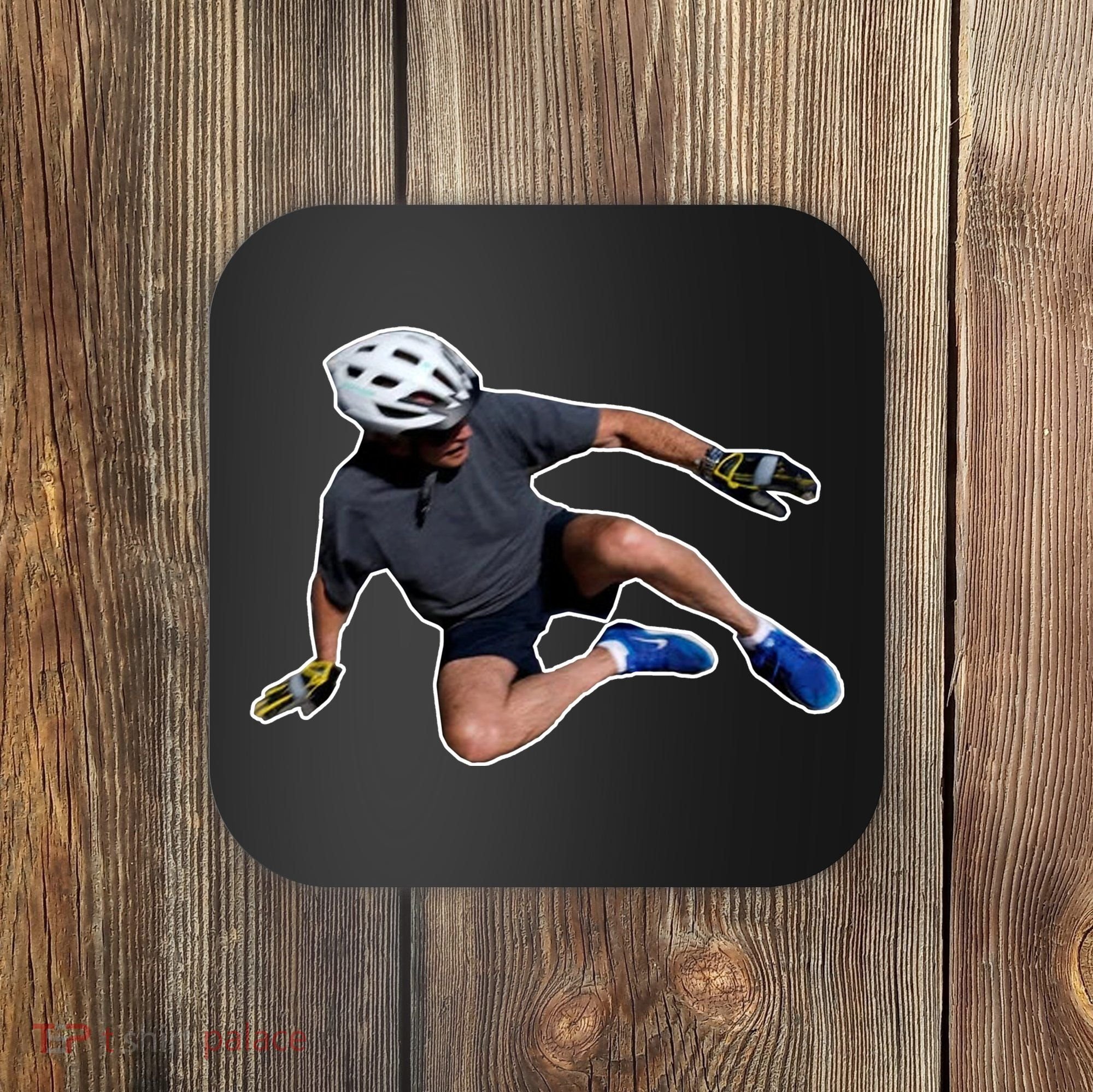 Joe Biden Bicycle Fall Funny Meme Coaster