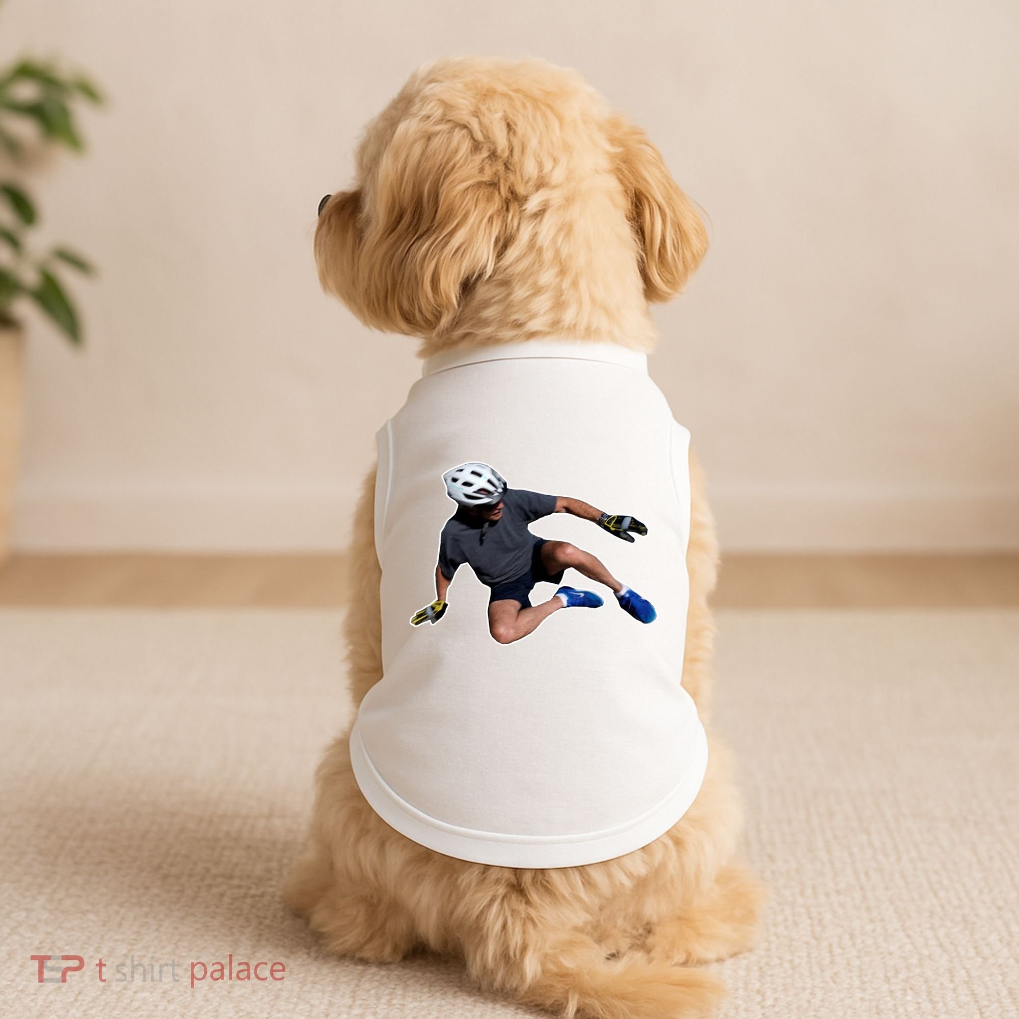 Joe Biden Bicycle Fall Funny Meme Doggie Tank