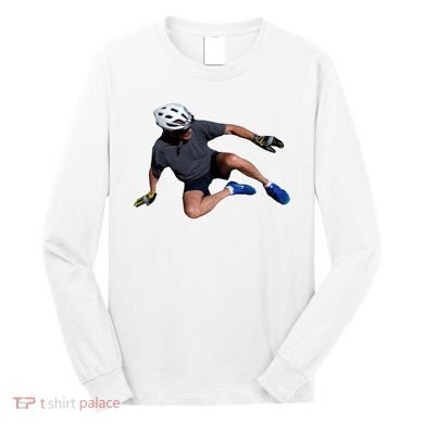 Joe Biden Bicycle Fall Funny Meme Long Sleeve Shirt