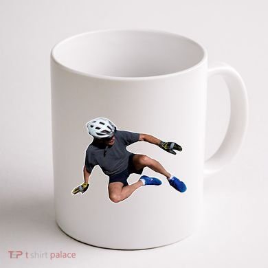 Joe Biden Bicycle Fall Funny Meme Coffee Mug back