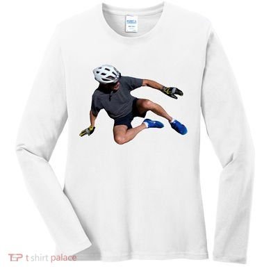 Joe Biden Bicycle Fall Funny Meme Women's Long Sleeve Shirt