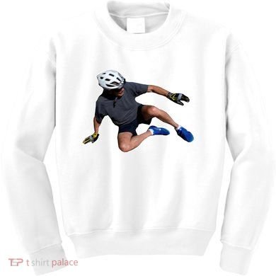 Joe Biden Bicycle Fall Funny Meme Kids Sweatshirt