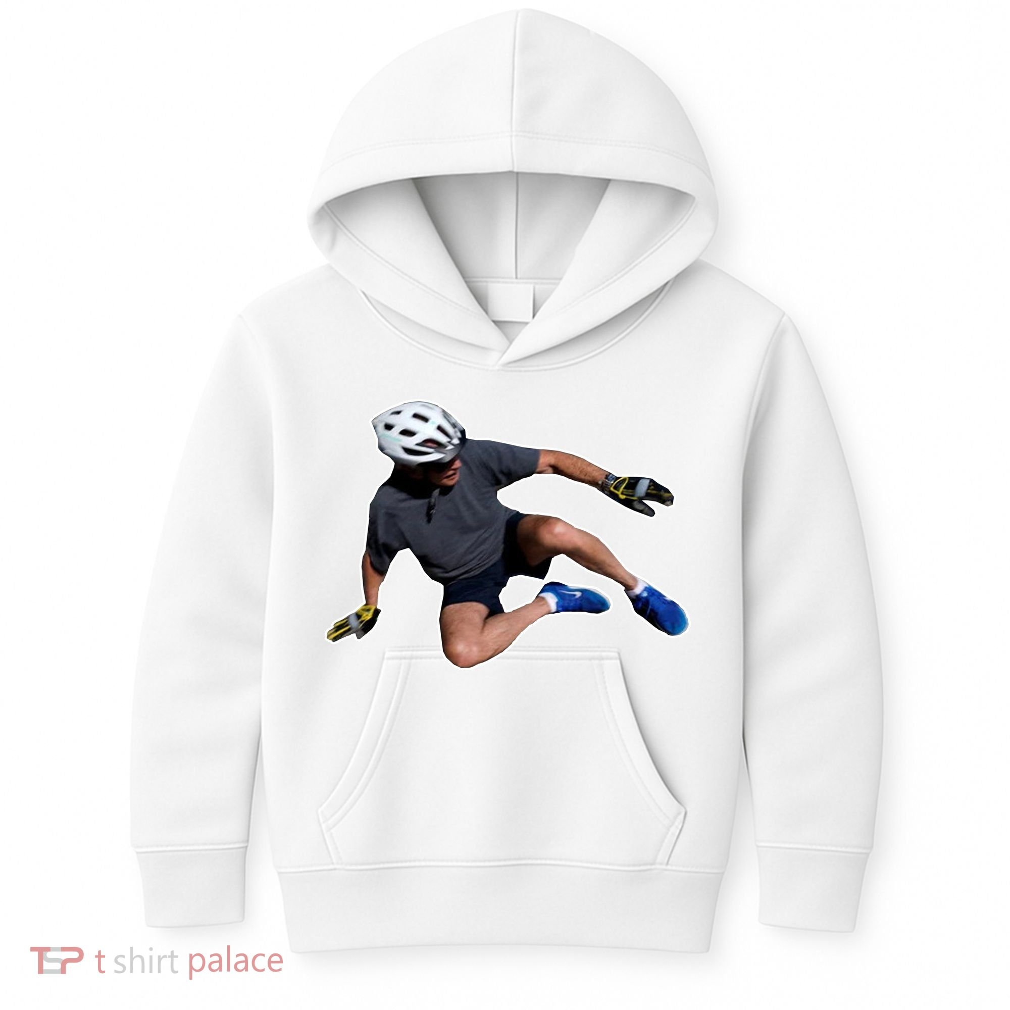 Joe Biden Bicycle Fall Funny Meme Kids Hoodie