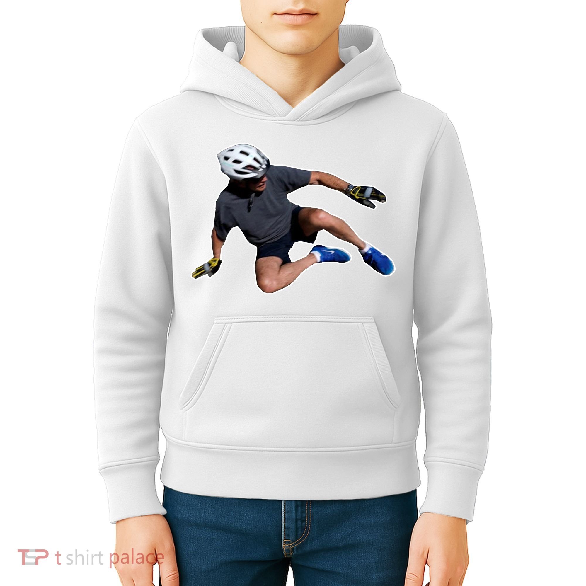 Joe Biden Bicycle Fall Funny Meme Kids Hoodie