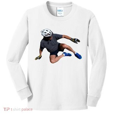 Joe Biden Bicycle Fall Funny Meme Kids Long Sleeve Shirt