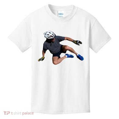 Joe Biden Bicycle Fall Funny Meme Kids T-Shirt