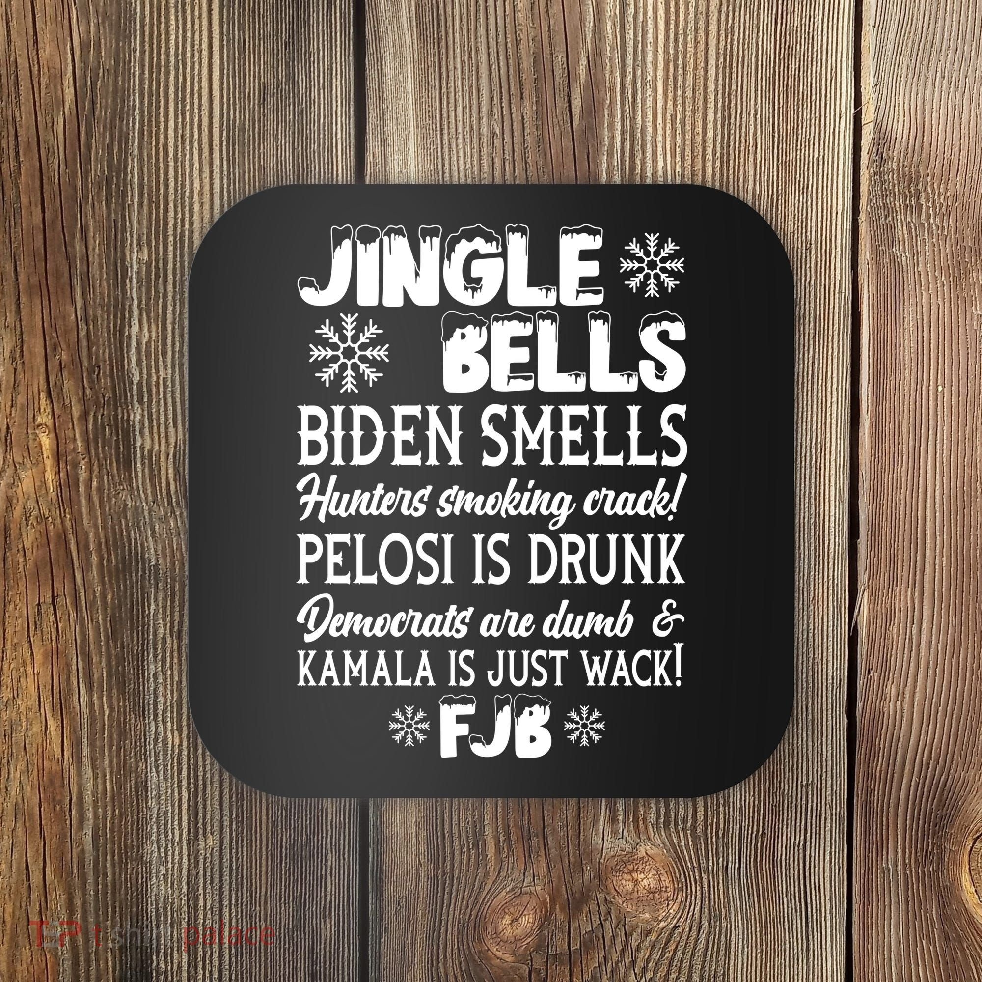 Jingle Bells Biden Smells Funny Republican Christmas Gift Coaster