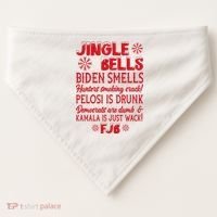 Jingle Bells Biden Smells Funny Republican Christmas Gift USA-Made Doggie Bandana thumb 0