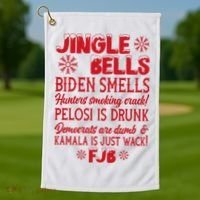 Jingle Bells Biden Smells Funny Republican Christmas Gift Golf Towel thumb 1