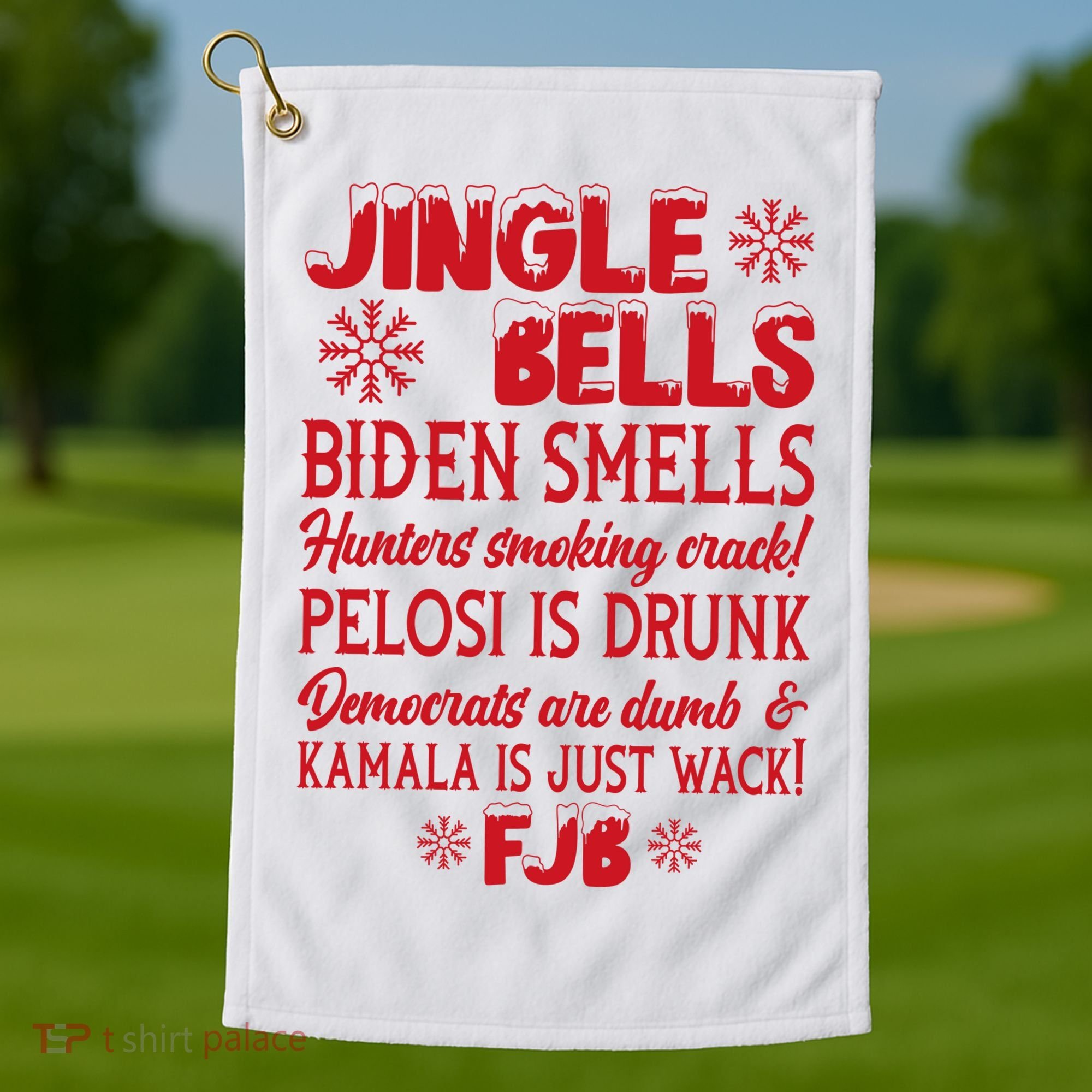 Jingle Bells Biden Smells Funny Republican Christmas Gift Golf Towel