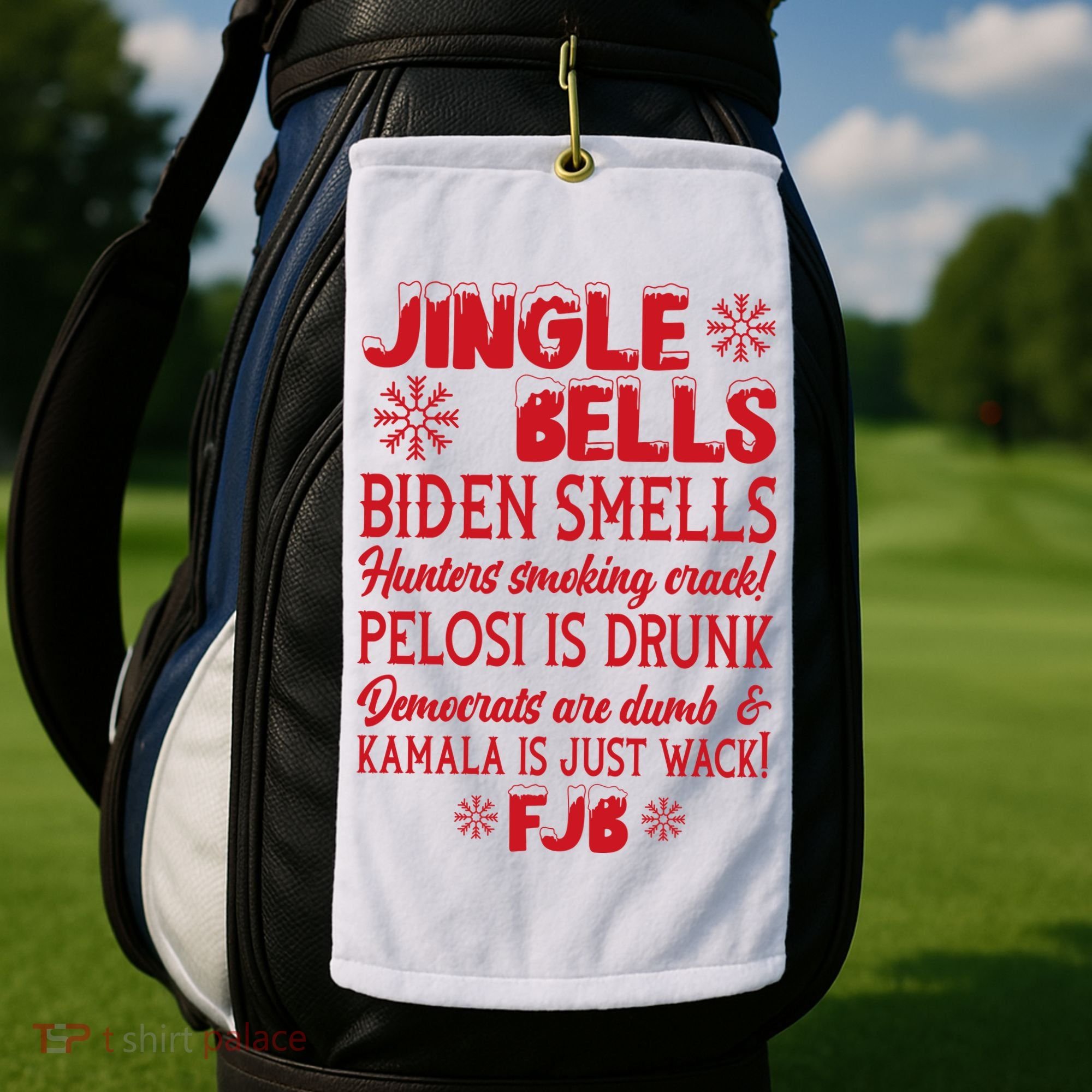 Jingle Bells Biden Smells Funny Republican Christmas Gift Golf Towel