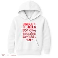 Jingle Bells Biden Smells Funny Republican Christmas Gift Kids Hoodie thumb 0