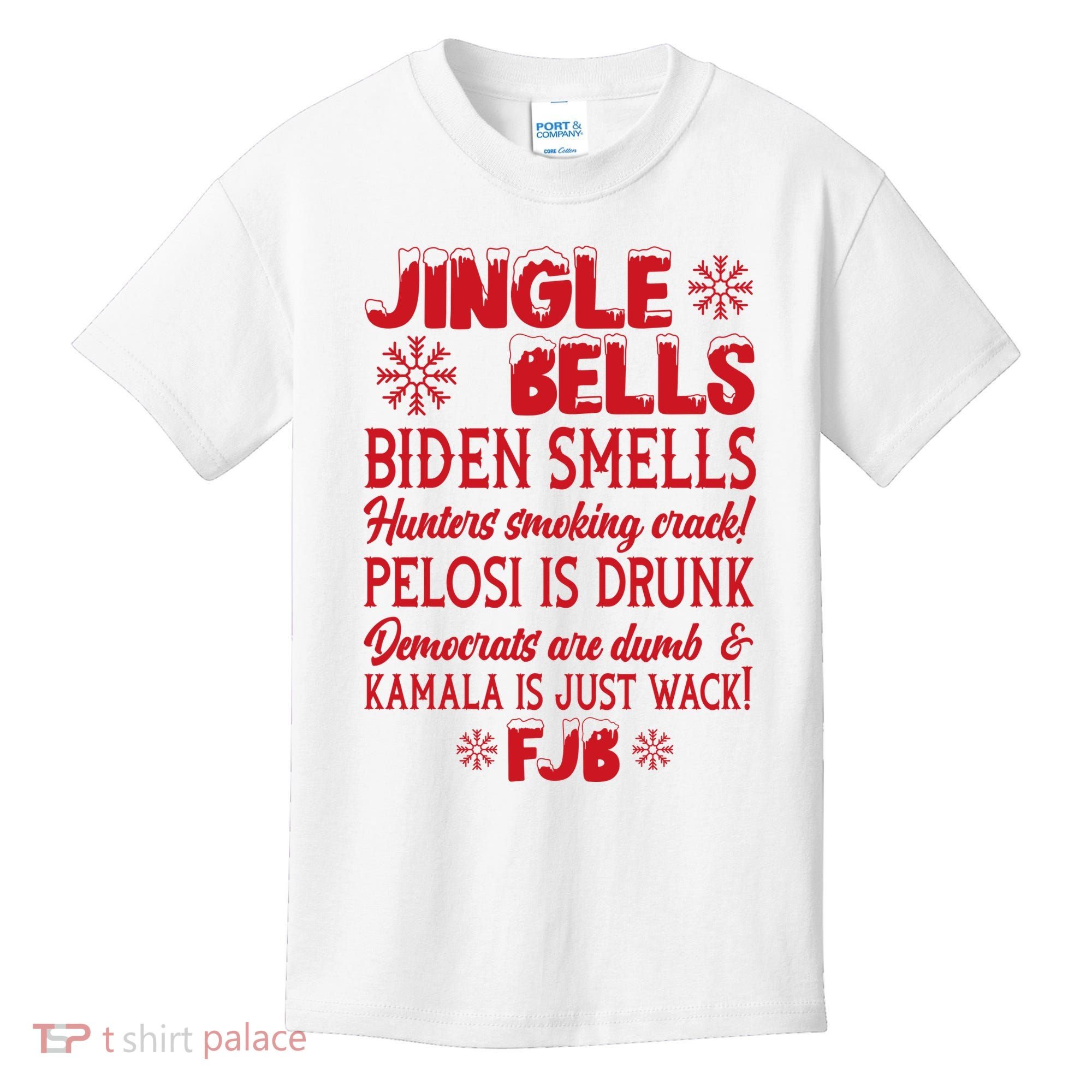 Jingle Bells Biden Smells Funny Republican Christmas Gift Kids T-Shirt