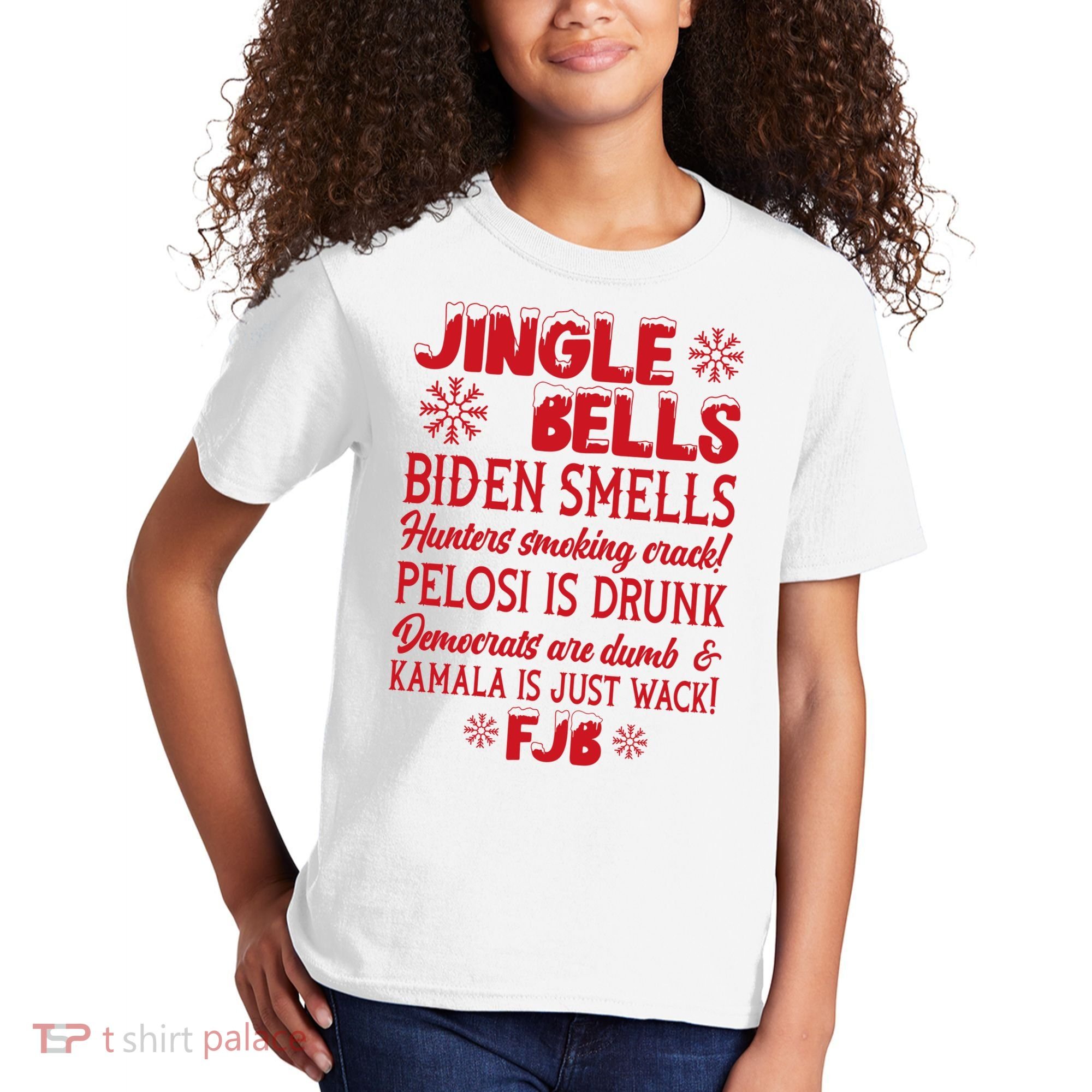 Jingle Bells Biden Smells Funny Republican Christmas Gift Kids T-Shirt