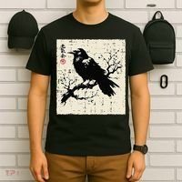 Japanese Bird Black Raven Vintage Crow Art T-Shirt thumb 6