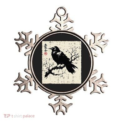 Japanese Bird Black Raven Vintage Crow Art Ornament