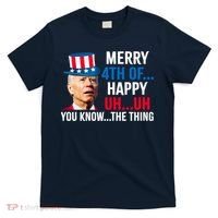 Joe Biden Confused Merry Happy Funny 4th Of July T-Shirt thumb 0