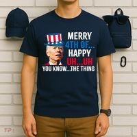 Joe Biden Confused Merry Happy Funny 4th Of July T-Shirt thumb 6