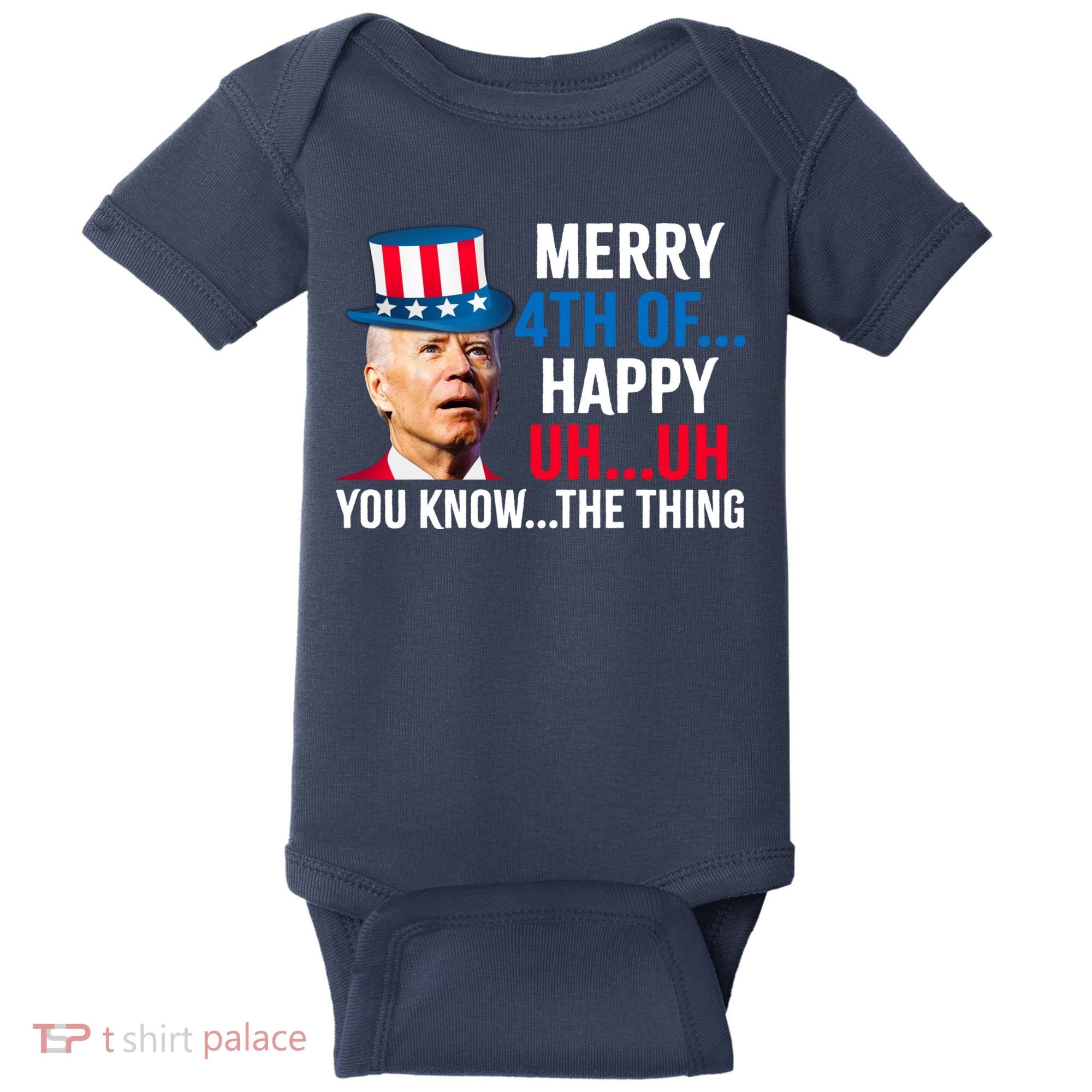 Joe Biden Confused Merry Happy Funny 4th Of July Baby Bodysuit