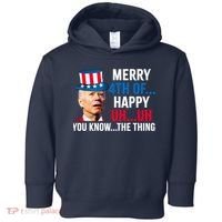 Joe Biden Confused Merry Happy Funny 4th Of July Toddler Hoodie thumb 0