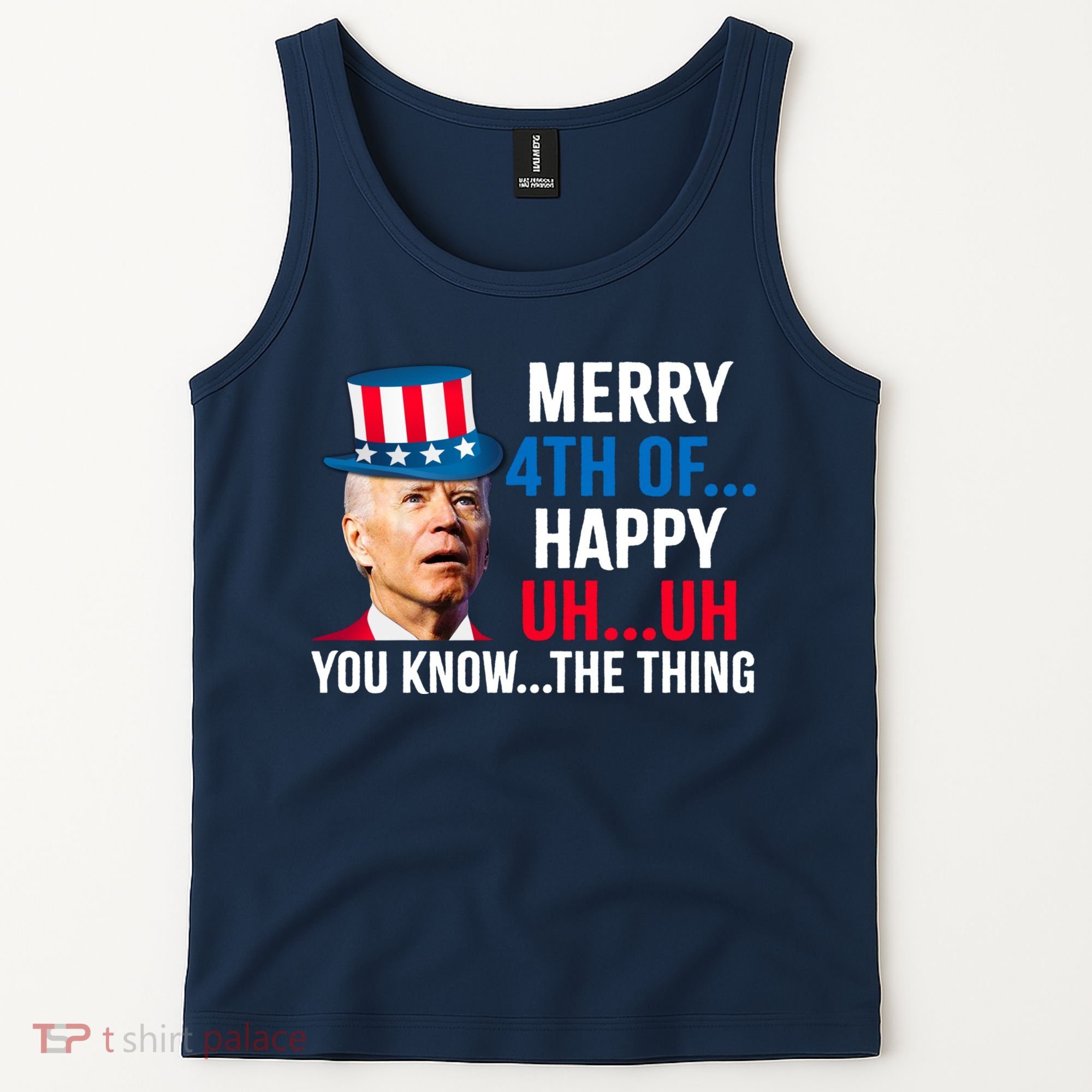 Joe Biden Confused Merry Happy Funny 4th Of July Tank Top