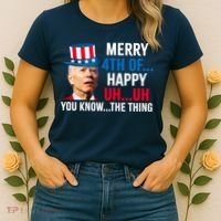Joe Biden Confused Merry Happy Funny 4th Of July Women's T-Shirt thumb 2