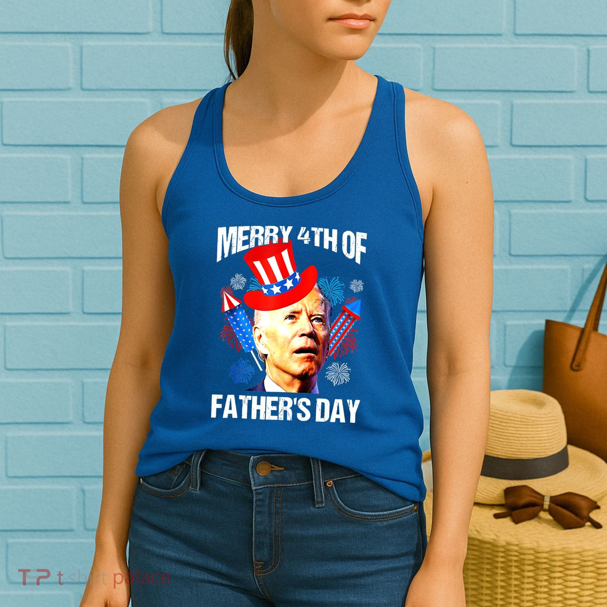Joe Biden Confused Merry 4th Of Fathers Day Fourth Of July Women's Tank Top
