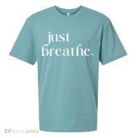 Just Breathe Cute Graphic Mindfulness Meditation Yoga Funny Gift Sueded Cloud Jersey T-Shirt thumb 0