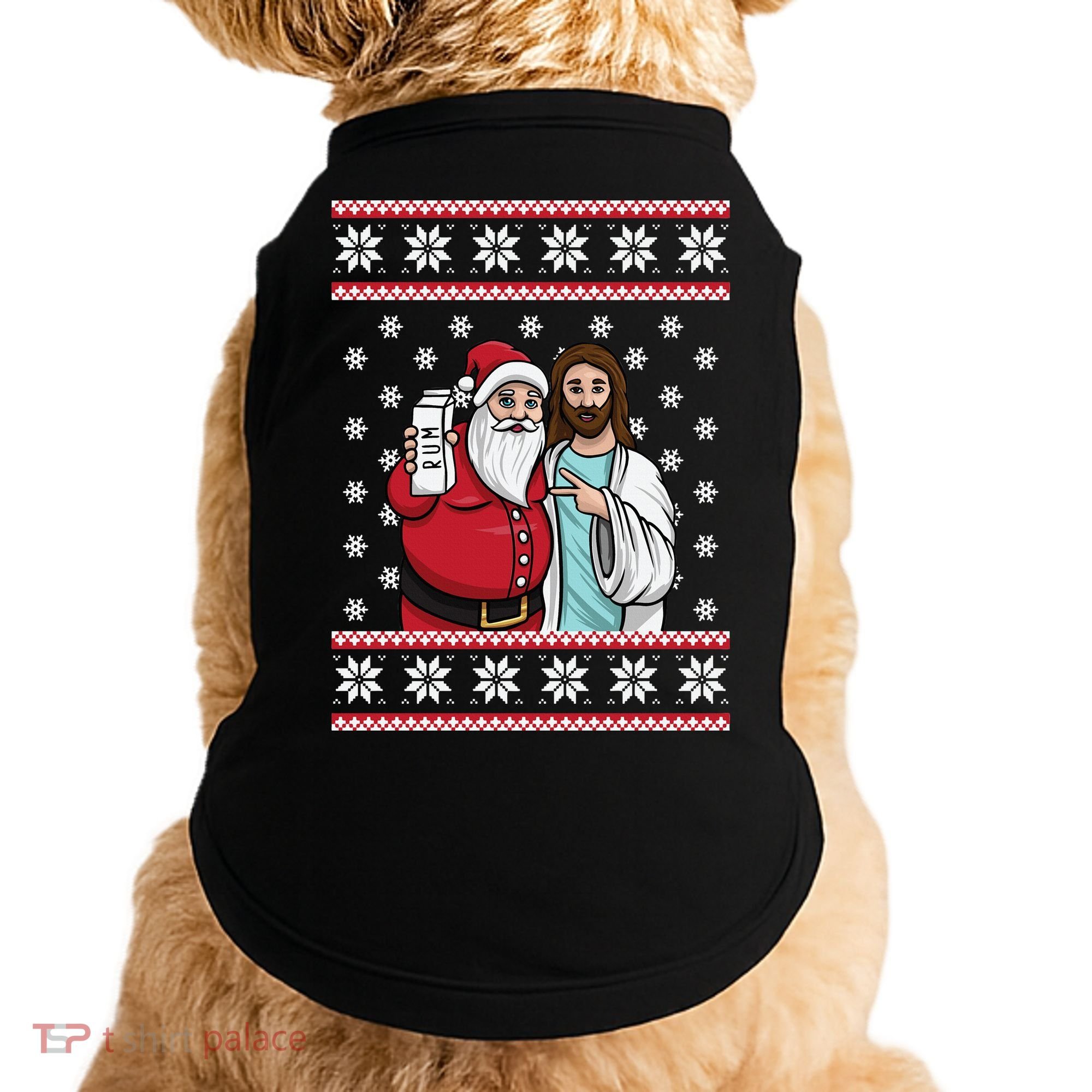 Jingle Bros Christmas Drinking Party Santa Jesus Rum Lovers Doggie Tank